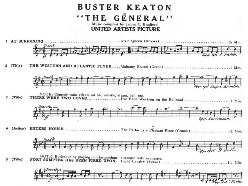 Buster Keaton General Music Cue Sheet