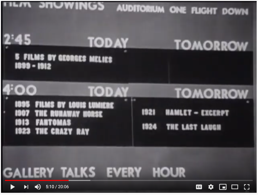 MoMA Film Schedule 1949