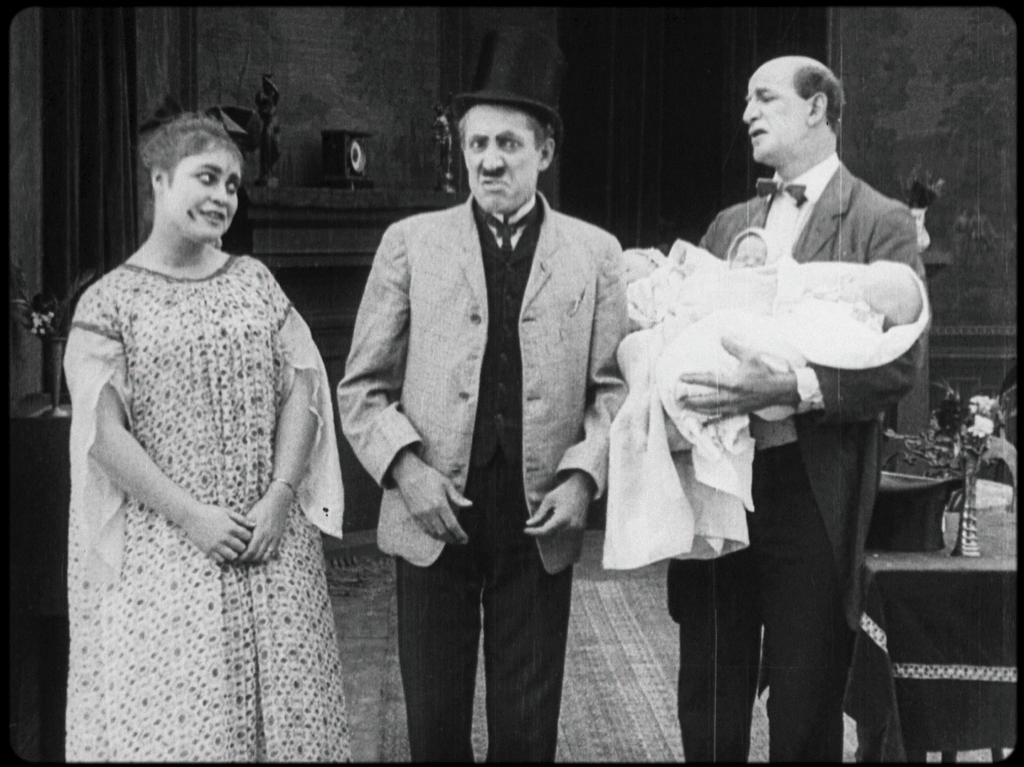 Alice Howell and Billie Ritchie in the silent comedy short "Father Was a Loafer" (1915) directed by Henry Lehrman for L-Ko